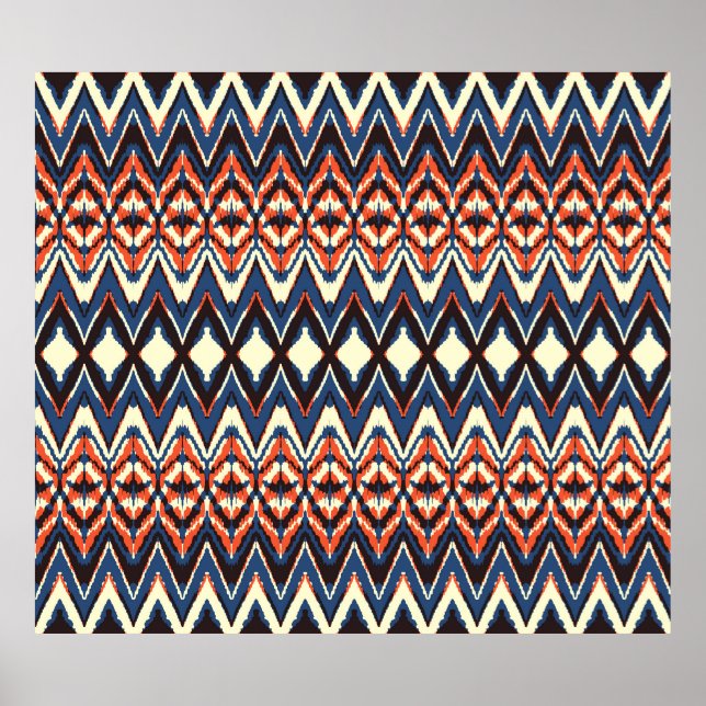 Poster Motif Ikat sans soudure. teinture à cravate avec i (Devant)