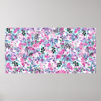 Poster Motif incomparable de fleurs et de baies violettes