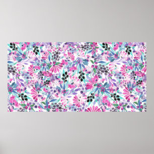 Poster Motif incomparable de fleurs et de baies violettes