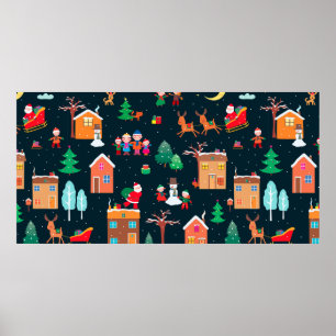 Poster Motif incomparable de Noël heureux dans une villa