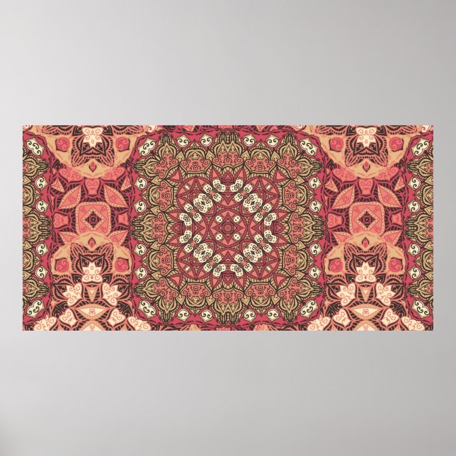 Poster Motif indien abstrait médaillon. Boho et gypsy (Devant)