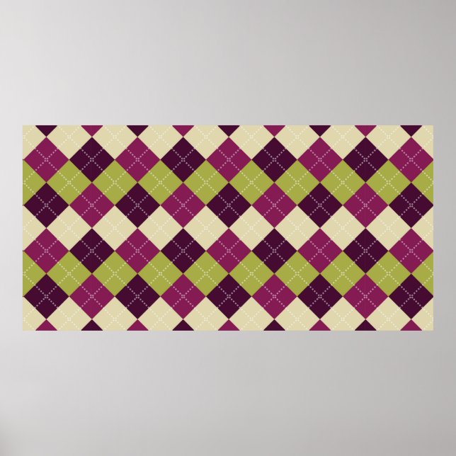 Poster Motif Jacquard sans couture. Formes de diamant arr (Devant)