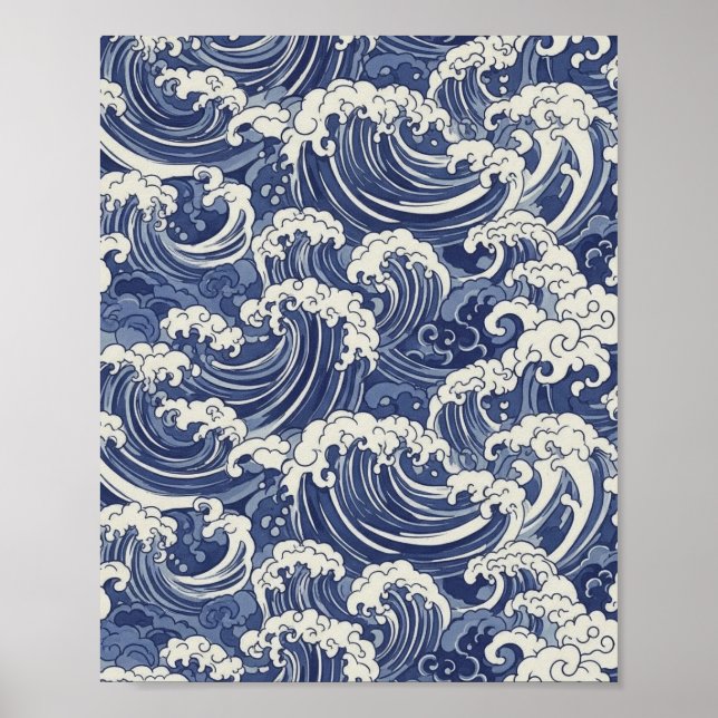 Poster Motif japonais Wave - Art Océan Imprimer (Devant)