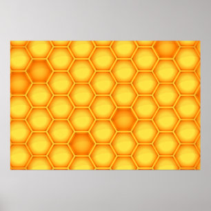 Poster Motif jaune de nid d'abeilles