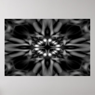 Poster Motif kaléidoscope noir et blanc