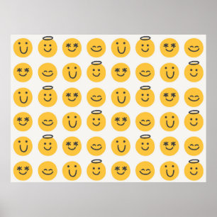 Poster Motif libre main heureux émoji sans couture. e pos