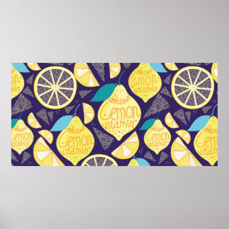 Poster Motif lumineux de citrons et de clous de girofle s
