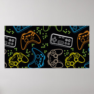 Poster Motif lumineux sans couture avec joysticks.