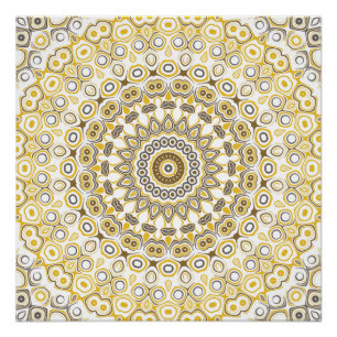 Poster Motif Mandala jaune or