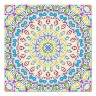 Poster Motif Mandala Multicolore Coloré