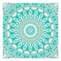 Motif Mandala Océan Turquoise et Beige