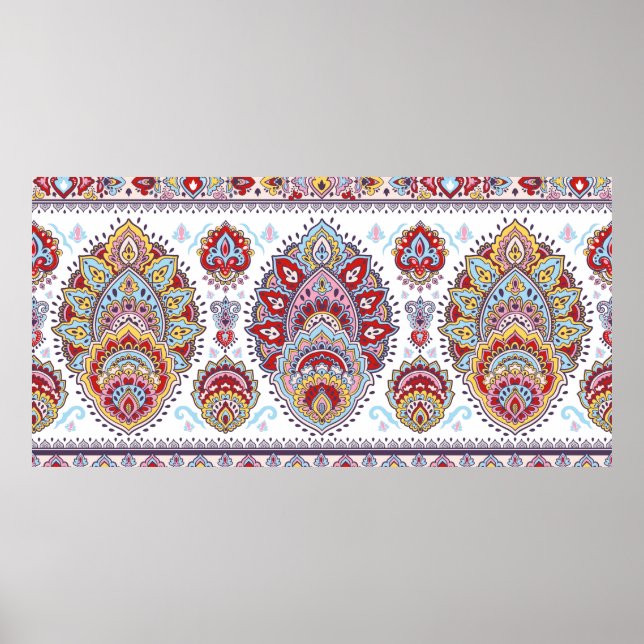 Poster Motif médaillon de paisley floral indien. Ethnique (Devant)