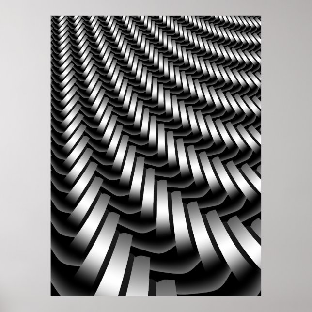 Poster Motif métallique fractal (Devant)
