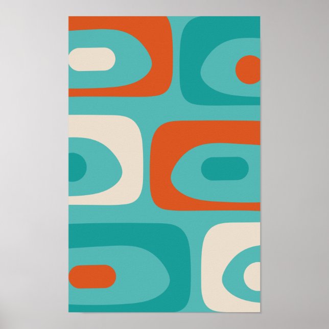 Poster Motif moderne de Piquet du milieu du siècle Turquo (Devant)