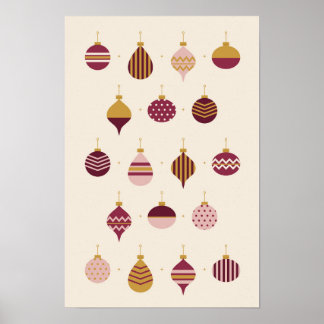 Poster Motif moderne d'ornement de Noël en baie dorée