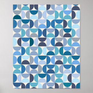 Poster Motif moderne du milieu du siècle bleu