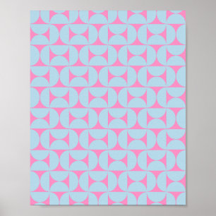 Poster Motif moderne du milieu du siècle rose et bleu