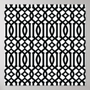 Poster Motif moderne noir et blanc de treillis