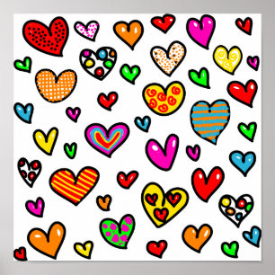 Poster Motif multi lunatique de coeur d'amour de bande