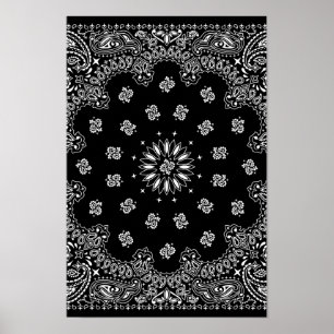 Poster Motif noir détaillé de bandanna