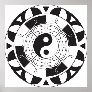 Poster Motif noir et blanc de Yin Yang