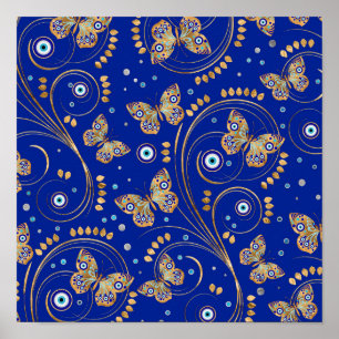 Poster Motif oculaire du papillon d'or