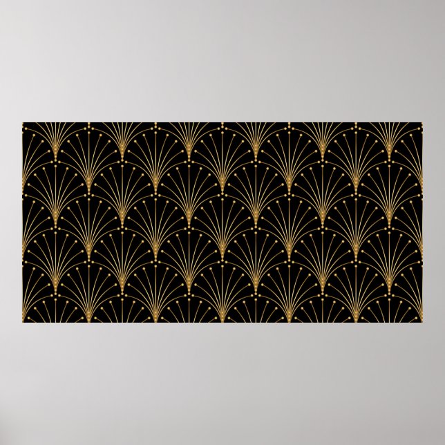 Poster Motif or et noir. Arrière - plan de luxe (Devant)