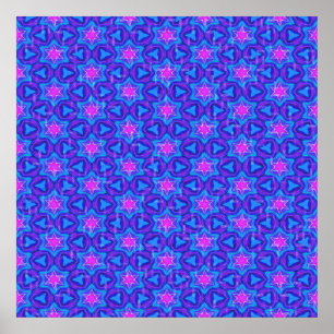 Poster Motif ornemental en rose vif et bleu vif