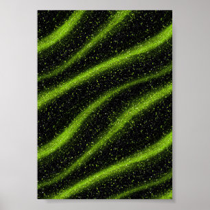 Poster Motif Pailleté Vert Néon Clair Électrique Noir
