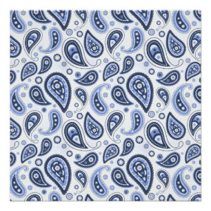 Poster Motif Paisley Bleu