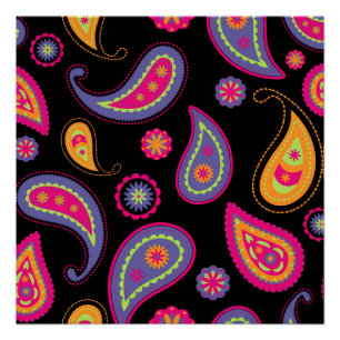 Poster Motif Paisley sans couture Coloré