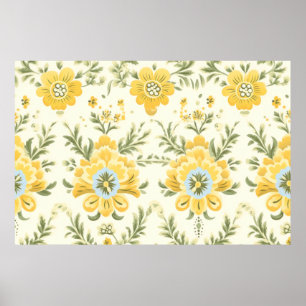 Poster motif plante vintage de fleurs jaunes muettes