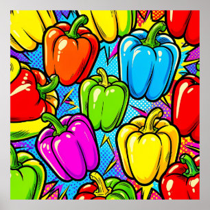 Poster Motif Poivrons Pop Art