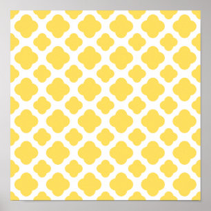 Poster Motif Quatrefoil jaune citron et blanc