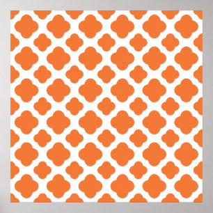 Poster Motif Quatrefoil orange et blanc