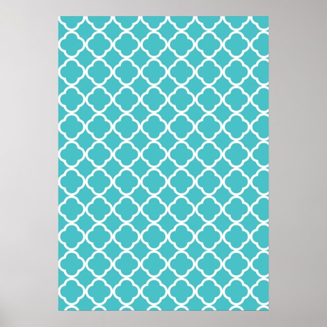 Poster Motif Quatrefoil turquoise (Devant)