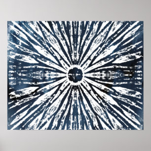 Poster Motif radial à l'encre indigo