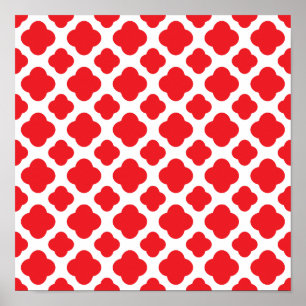 Poster Motif Red Quatrefoil