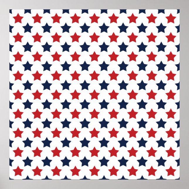 Poster Motif Red, White et Blue Stars (Devant)