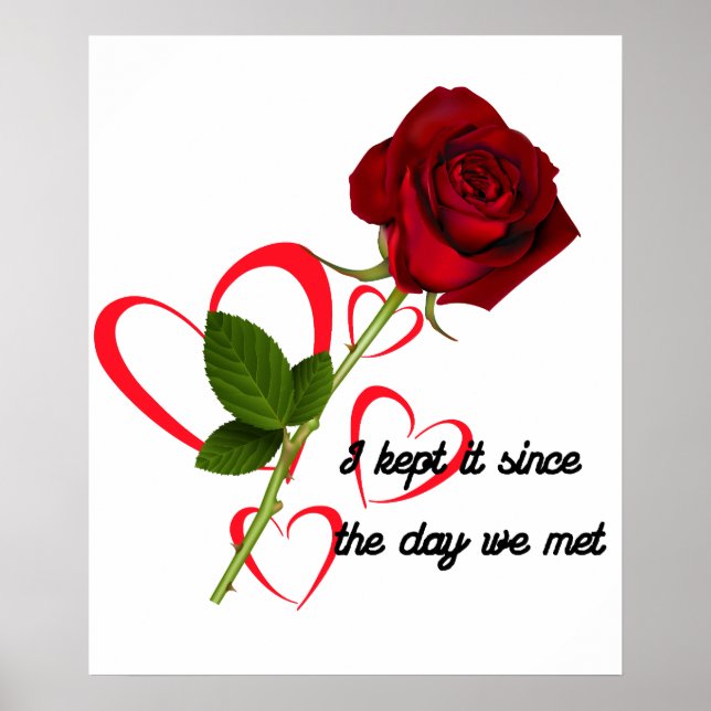 Poster Motif rose avec une citation romantique (Devant)