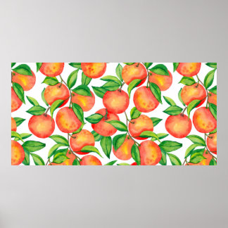 Poster Motif sans couture avec aquarelle fruit mandarin e