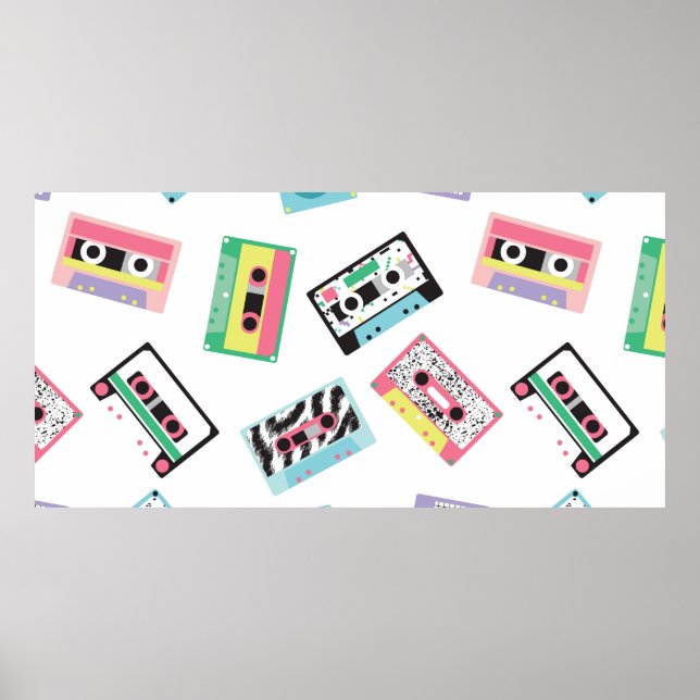 Poster Motif sans couture avec bandes audio dans style ré (Devant)