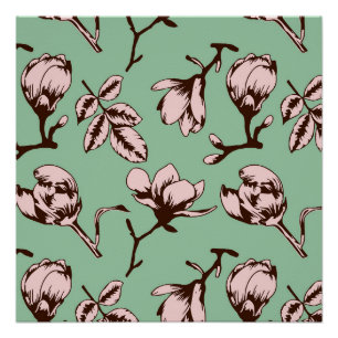 Poster Motif sans couture avec bourgeons floraux des arbr