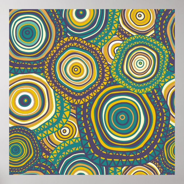 Poster Motif sans couture avec cercle ornemental dessiné  (Devant)