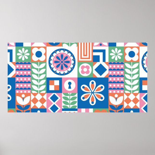 Poster motif sans couture avec citrouilles, dessinés à la (Devant)