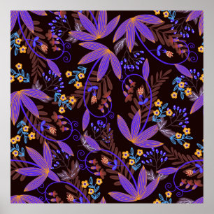 Poster Motif sans couture avec de minuscules fleurs vives
