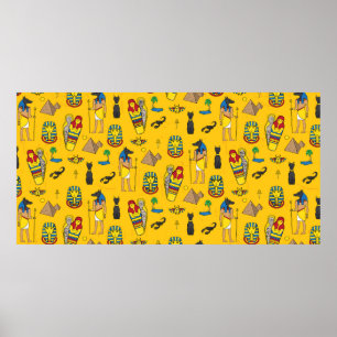Poster Motif sans couture avec éléments égyptiens tels qu