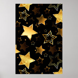 Poster Motif sans couture avec étoiles d'or