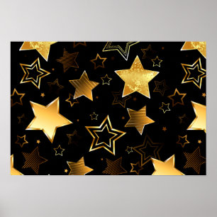Poster Motif sans couture avec étoiles d'or