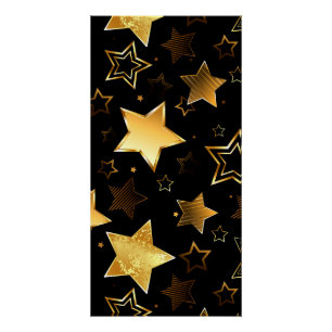 Poster Motif sans couture avec étoiles d'or